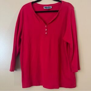 Karen Scott Red Button 3/4 long sleeve Shirt size XXL